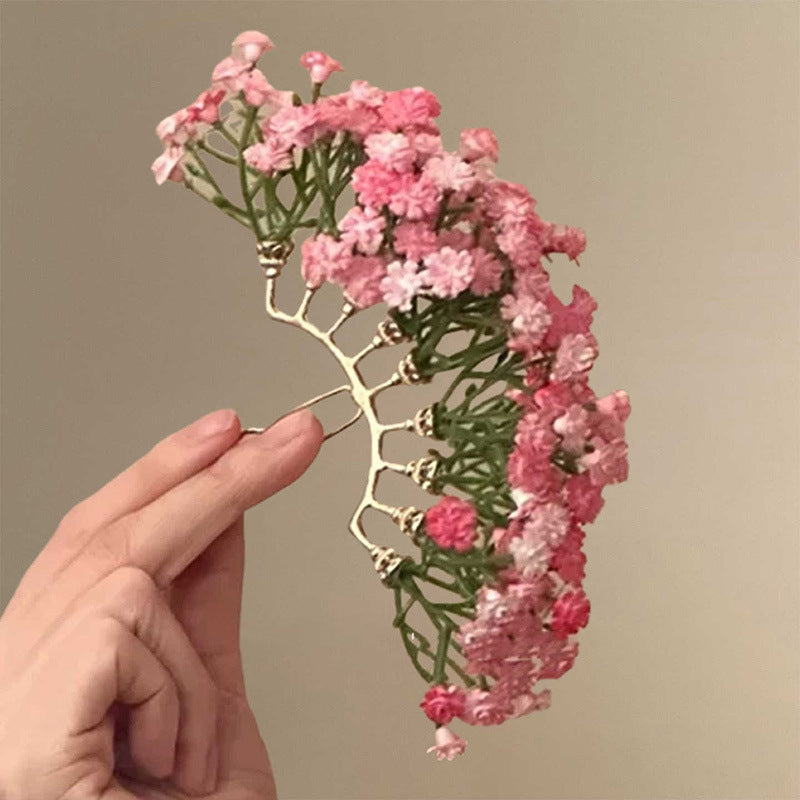 Pink Mist Flower Fairy~Starry Sky Hairpin, Sweet And Elegant Ancient-Style Hairpin, New Chinese-Style Hair Accessory